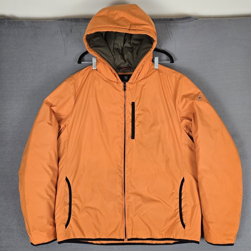 Victorinox Jacket Mens XL Orange Pertex Thermore Puffer Gorpcore Full Zip